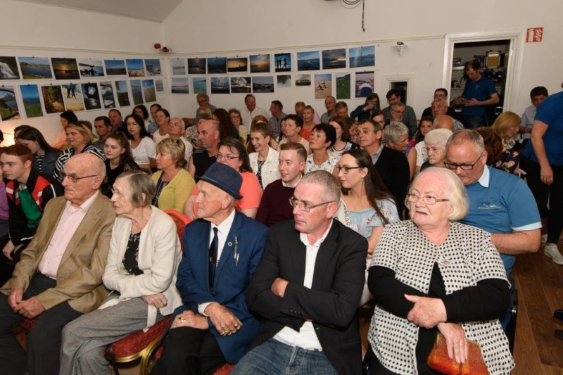 Audience in An tSean Bheairic: Falcarragh visitor information, cultural, educational, heritage centre housed in the historic old Royal Irish Constabulary  barracks, An Fál Carrach, County Donegal, Ireland